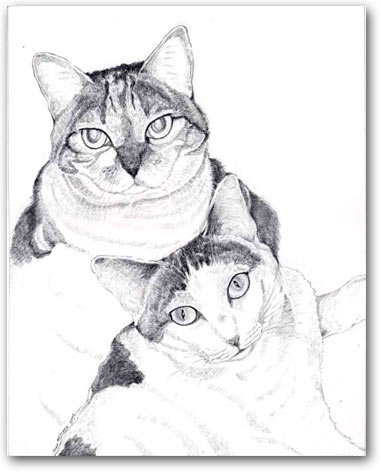 Custom Cat Portrait: Grette & Lily 
